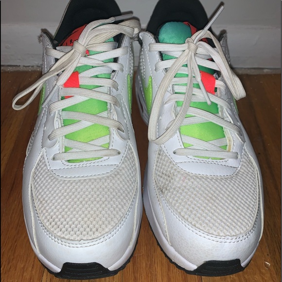 White Nike Gymshoes With Neon Accents - Picture 4 of 8